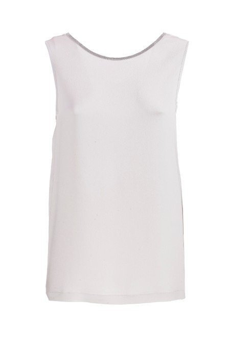 Shop FABIANA FILIPPI  Top: Fabiana Filippi top in seta con dettaglio brillante.
Scollo rotondo.
Senza maniche.
Vestibilità regolare.
Composizione: 57% Acetato 43% Seta.
Fabbricato in Italia.. TPDP04F310X762-8154P